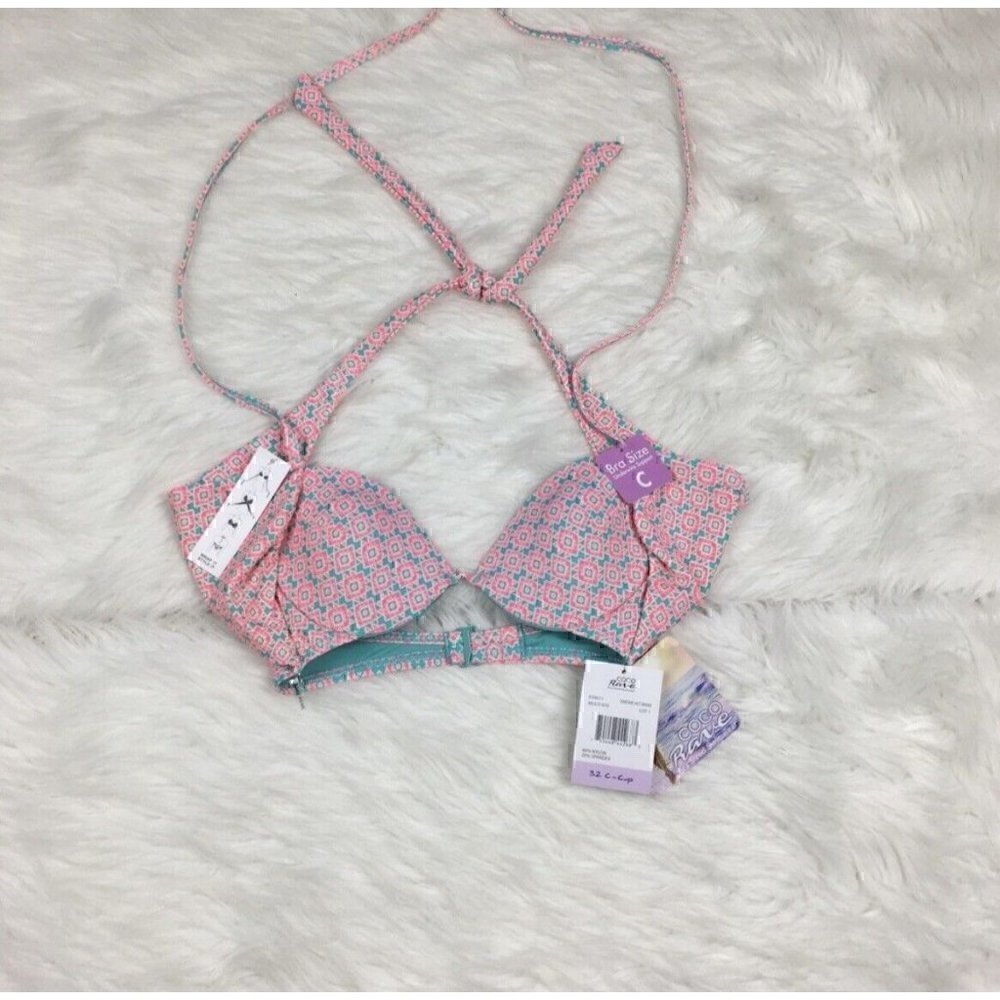 NEW Coco Rave Simone Halter Bikini Top  Size 32 C Cup Underwire Multicolor